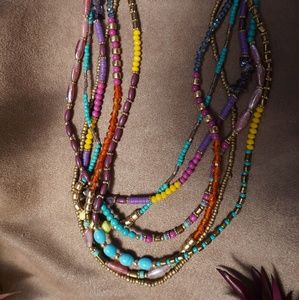 multicolored beaded layered necklaces